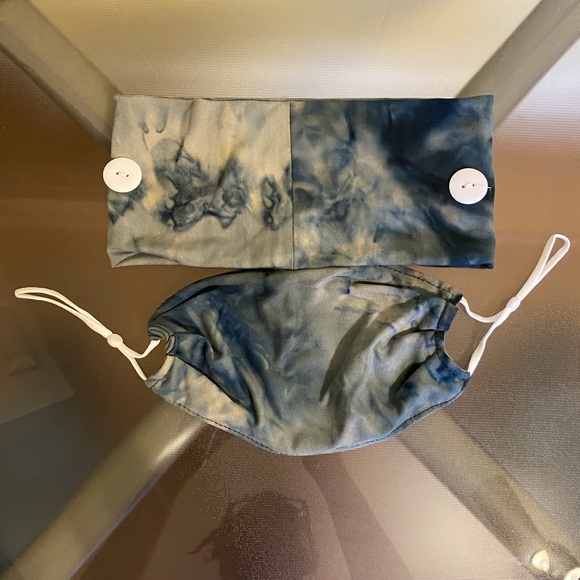 Charcoal Gray & Navy Blue Head-Wrap Face Mask - Picture 2 of 4